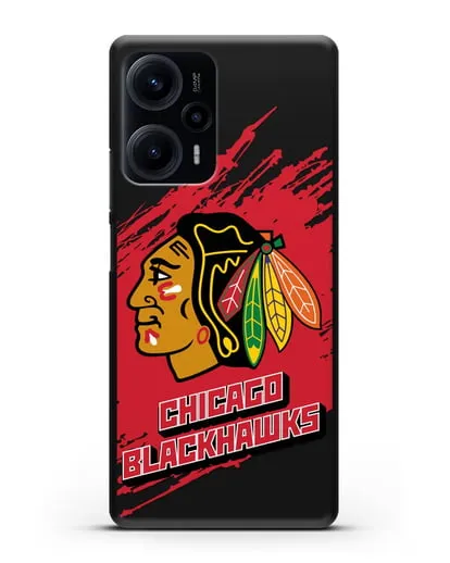 Чехол с надписью ХК Чикаго Блэкхокс силиконовый для Xiaomi Poco F5