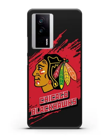Чехол с надписью ХК Чикаго Блэкхокс силиконовый для Xiaomi Poco F5 Pro