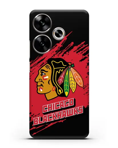 Чехол с надписью ХК Чикаго Блэкхокс силиконовый для Xiaomi Poco F6