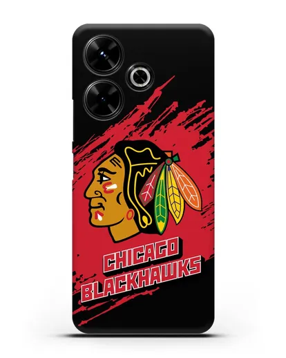 Чехол с надписью ХК Чикаго Блэкхокс силиконовый для Xiaomi Poco M6