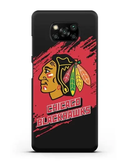 Чехол с надписью ХК Чикаго Блэкхокс силиконовый для Xiaomi Poco X3