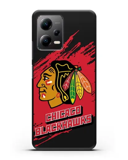 Чехол с надписью ХК Чикаго Блэкхокс силиконовый для Xiaomi Poco X5