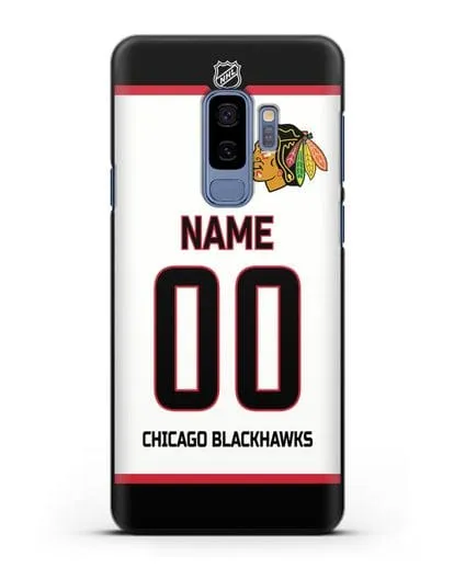 Чехол ХК Чикаго Блэкхокс с фамилией и номером белая форма силиконовый для Samsung Galaxy S9 Plus [SM-G965F]