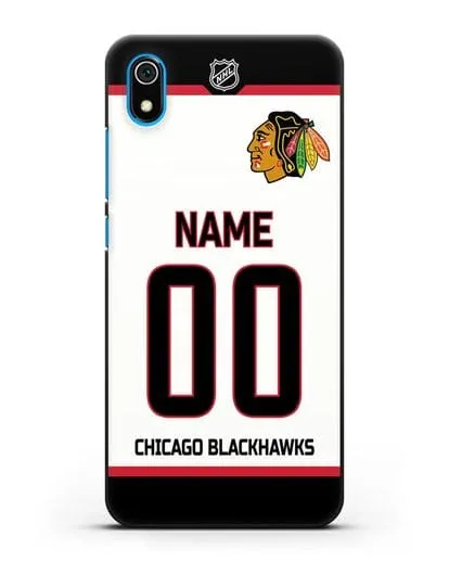 Чехол ХК Чикаго Блэкхокс с фамилией и номером белая форма силиконовый для Xiaomi Redmi 7A