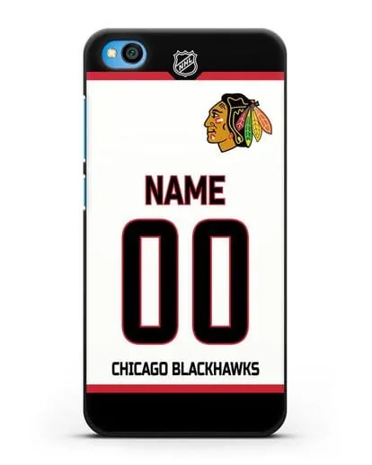 Чехол ХК Чикаго Блэкхокс с фамилией и номером белая форма силиконовый для Xiaomi Redmi Go