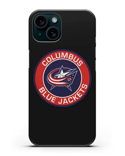 Чеxол с логотипом Columbus Blue Jackets силиконовый для iPhone 15