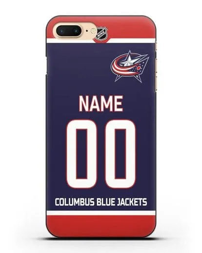 Чехол ХК Коламбус Блю Джекетс с фамилией и номером синяя форма силиконовый для iPhone 7 Plus
