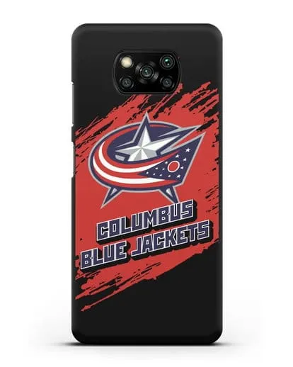 Чехол с надписью ХК Коламбус Блю Джекетс силиконовый для Xiaomi Poco X3