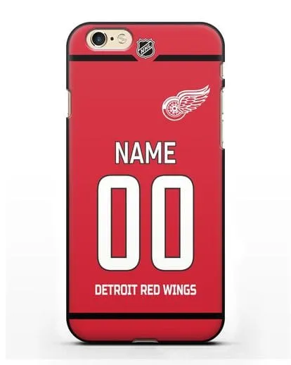Чехол ХК Детройт Ред Уингз с фамилией и номером красная форма силиконовый для iPhone 6