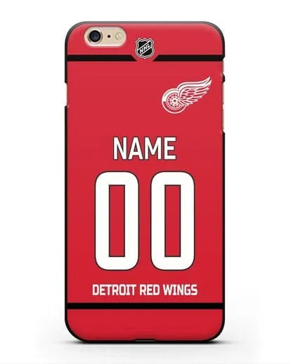 Чехол ХК Детройт Ред Уингз с фамилией и номером красная форма силиконовый для iPhone 6 Plus
