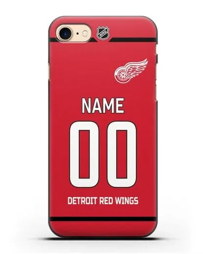 Чехол ХК Детройт Ред Уингз с фамилией и номером красная форма силиконовый для iPhone 7