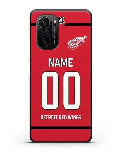 Чехол ХК Детройт Ред Уингз с фамилией и номером красная форма силиконовый для Xiaomi Poco F3