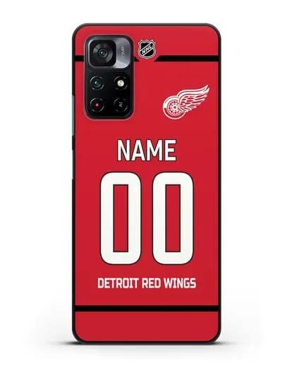 Чехол ХК Детройт Ред Уингз с фамилией и номером красная форма силиконовый для Xiaomi Poco M4 Pro 5G