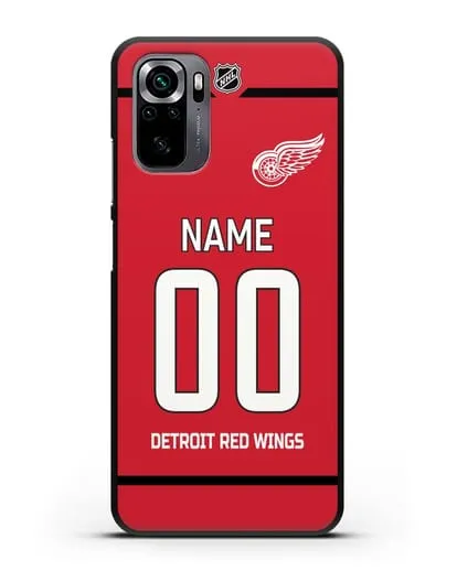 Чехол ХК Детройт Ред Уингз с фамилией и номером красная форма силиконовый для Xiaomi Poco M5s