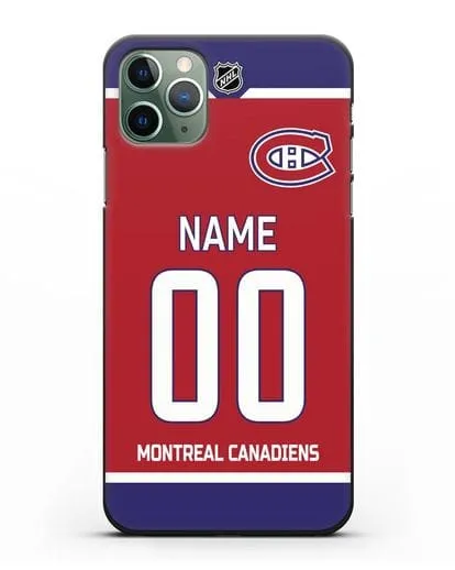 Чехол ХК Монреаль Канадиенс с фамилией и номером красная форма силиконовый для iPhone 11 Pro