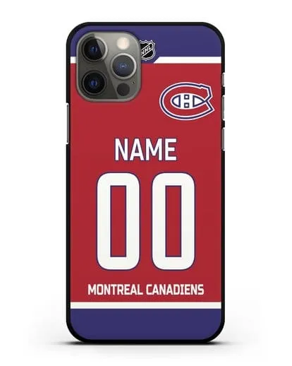 Чехол ХК Монреаль Канадиенс с фамилией и номером красная форма силиконовый для iPhone 12 Pro