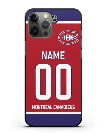Чехол ХК Монреаль Канадиенс с фамилией и номером красная форма силиконовый для iPhone 12 Pro Max