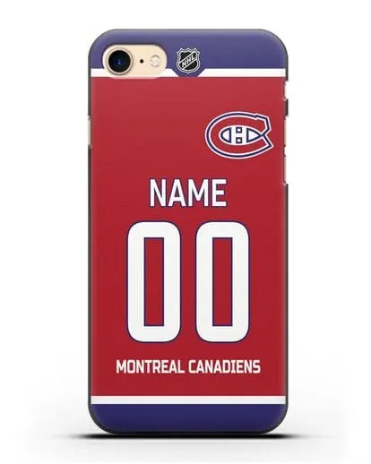 Чехол ХК Монреаль Канадиенс с фамилией и номером красная форма силиконовый для iPhone 8