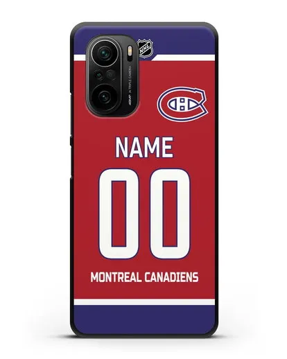Чехол ХК Монреаль Канадиенс с фамилией и номером красная форма силиконовый для Xiaomi Poco F3