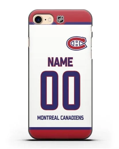 Чехол ХК Монреаль Канадиенс с фамилией и номером белая форма силиконовый для iPhone 8