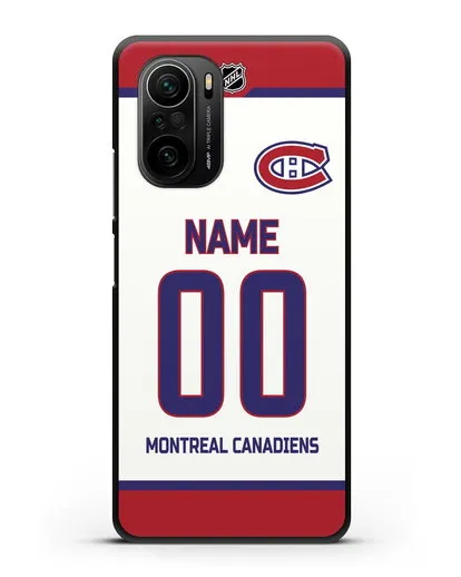 Чехол ХК Монреаль Канадиенс с фамилией и номером белая форма силиконовый для Xiaomi Poco F3
