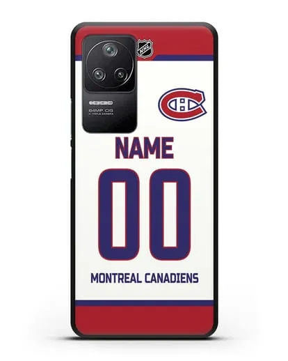Чехол ХК Монреаль Канадиенс с фамилией и номером белая форма силиконовый для Xiaomi Poco F4