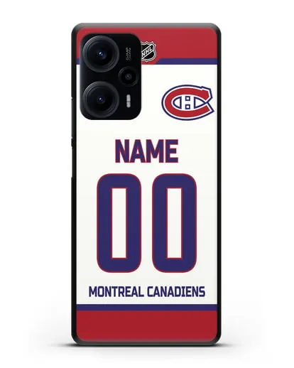 Чехол ХК Монреаль Канадиенс с фамилией и номером белая форма силиконовый для Xiaomi Poco F5