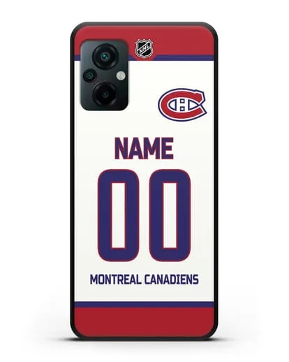 Чехол ХК Монреаль Канадиенс с фамилией и номером белая форма силиконовый для Xiaomi Poco M5