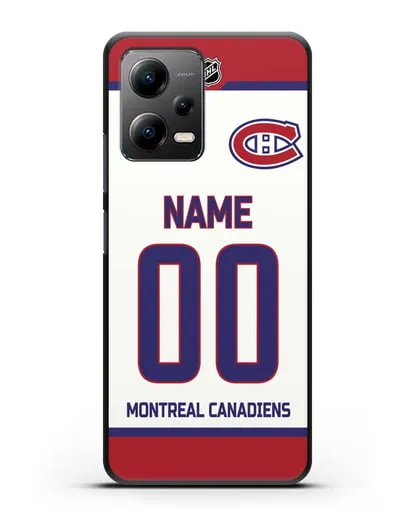 Чехол ХК Монреаль Канадиенс с фамилией и номером белая форма силиконовый для Xiaomi Poco X5