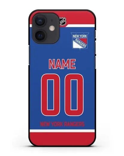 Чехол ХК Нью-Йорк Рейнджерс с фамилией и номером синяя форма силиконовый для iPhone 12 mini