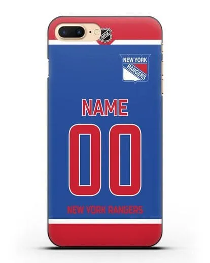 Чехол ХК Нью-Йорк Рейнджерс с фамилией и номером синяя форма силиконовый для iPhone 8 Plus