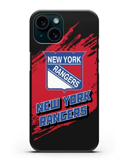 Чехол с надписью ХК Нью-Йорк Рейнджерс силиконовый для iPhone 15