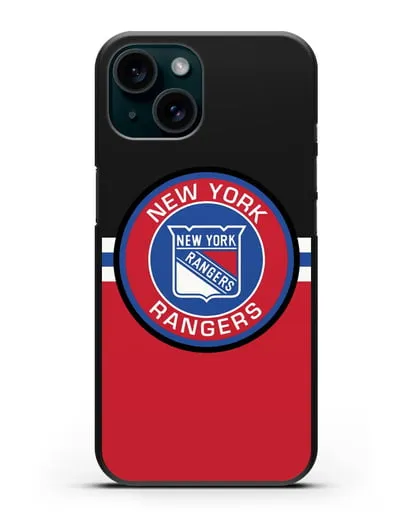 Чехол с символикой New York Rangers силиконовый для iPhone 15