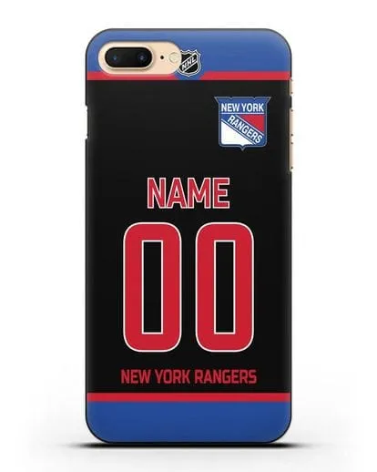 Чехол ХК Нью-Йорк Рейнджерс с фамилией и номером черная форма силиконовый для iPhone 8 Plus
