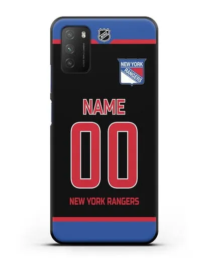 Чехол ХК Нью-Йорк Рейнджерс с фамилией и номером черная форма силиконовый для Xiaomi Poco M3