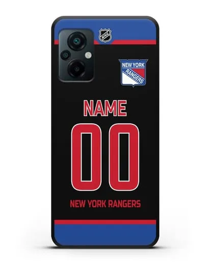 Чехол ХК Нью-Йорк Рейнджерс с фамилией и номером черная форма силиконовый для Xiaomi Poco M5