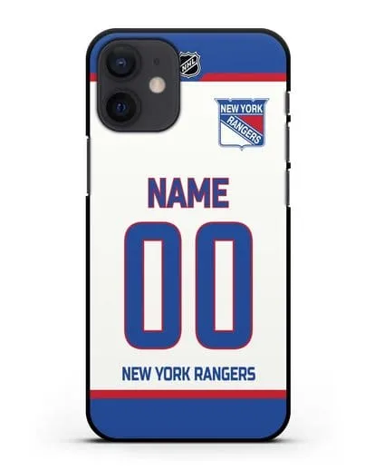 Чехол ХК Нью-Йорк Рейнджерс с фамилией и номером белая форма силиконовый для iPhone 12 mini