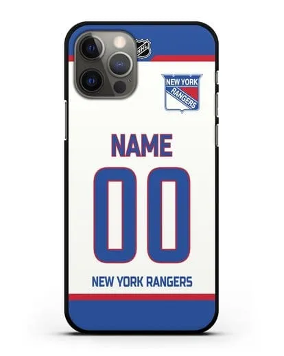 Чехол ХК Нью-Йорк Рейнджерс с фамилией и номером белая форма силиконовый для iPhone 12 Pro