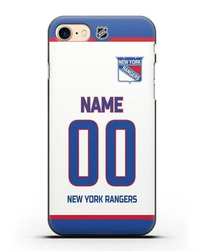 Чехол ХК Нью-Йорк Рейнджерс с фамилией и номером белая форма силиконовый для iPhone 8