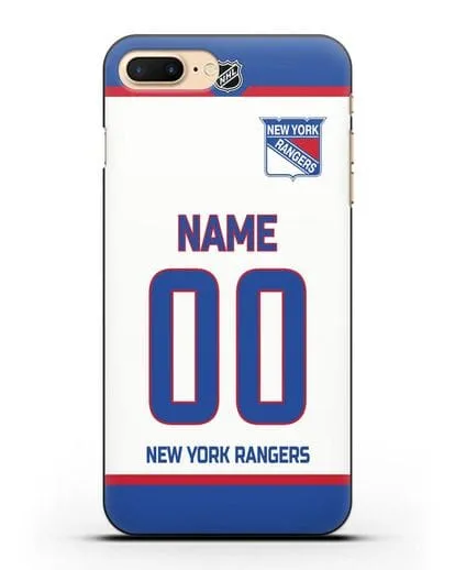 Чехол ХК Нью-Йорк Рейнджерс с фамилией и номером белая форма силиконовый для iPhone 8 Plus