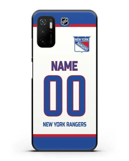 Чехол ХК Нью-Йорк Рейнджерс с фамилией и номером белая форма силиконовый для Xiaomi Poco M3 Pro