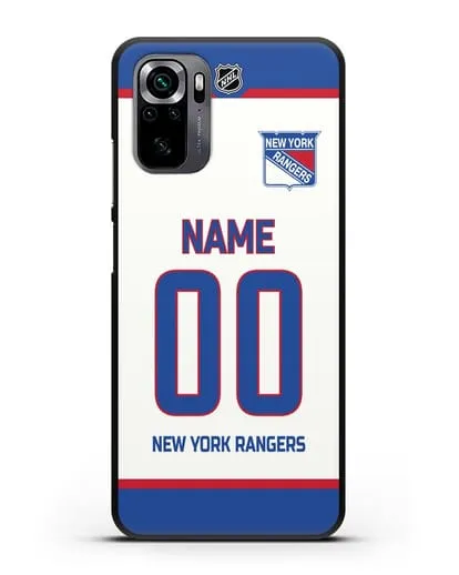 Чехол ХК Нью-Йорк Рейнджерс с фамилией и номером белая форма силиконовый для Xiaomi Poco M5s