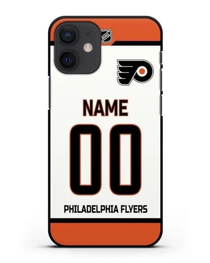 Чехол ХК Филадельфия Флайерз с фамилией и номером белая форма силиконовый для iPhone 12 mini