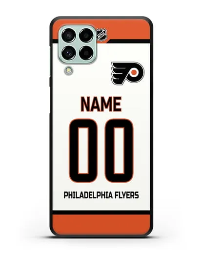 Чехол ХК Филадельфия Флайерз с фамилией и номером белая форма силиконовый для Samsung Galaxy M53 [SM-M536]