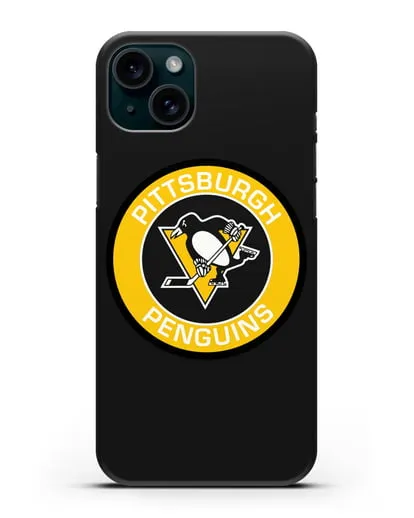 Чеxол с логотипом Pittsburgh Penguins силиконовый для iPhone 15 Plus