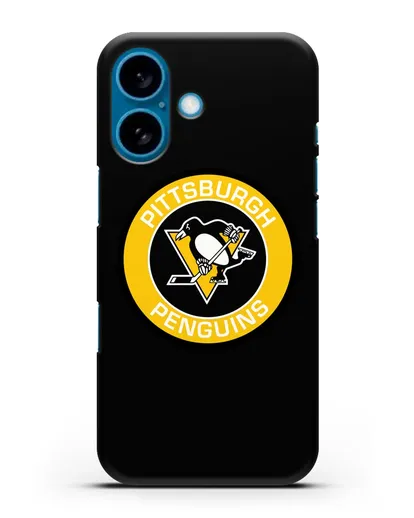 Чеxол с логотипом Pittsburgh Penguins силиконовый для iPhone 16