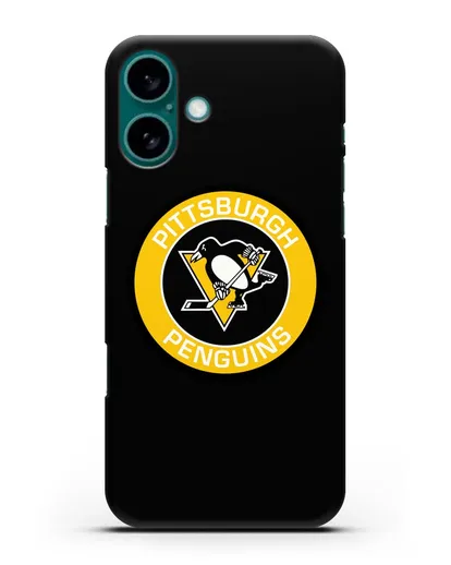 Чеxол с логотипом Pittsburgh Penguins силиконовый для iPhone 16 Plus