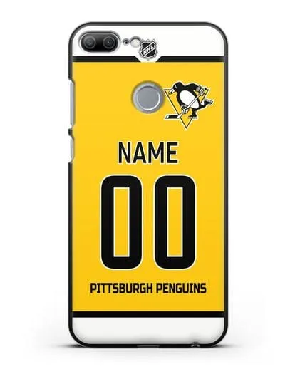 Чехол ХК Питтсбург Пингвинз с фамилией и номером желтая форма силиконовый для Honor 9 Lite