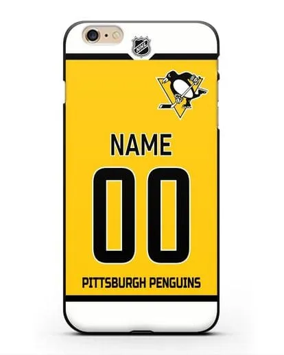 Чехол ХК Питтсбург Пингвинз с фамилией и номером желтая форма силиконовый для iPhone 6 Plus