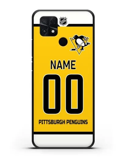 Чехол ХК Питтсбург Пингвинз с фамилией и номером желтая форма силиконовый для Xiaomi Poco C40